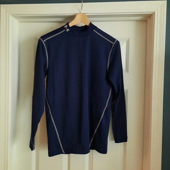 Under Armour Shirt Mens XL Navy Blue Compression Fitted ColdGear Base Layer - Picture 1 of 9